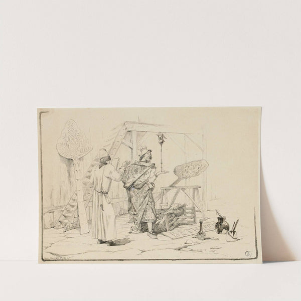 Acteur répétant un rôle pour une scène médiévale by Luc-Olivier Merson