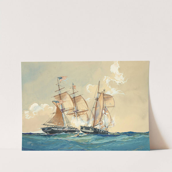 Action between the U.S.S. Brig. Chasseur and British Schooner St. Lawrence, Feb. 26, 1815 by Worden Wood