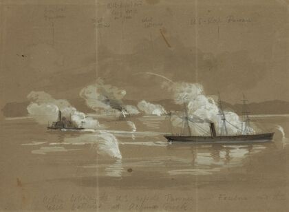 Action between the U.S. vessels Pawnee and Freeborn and the rebel batteries at Acquia Creek