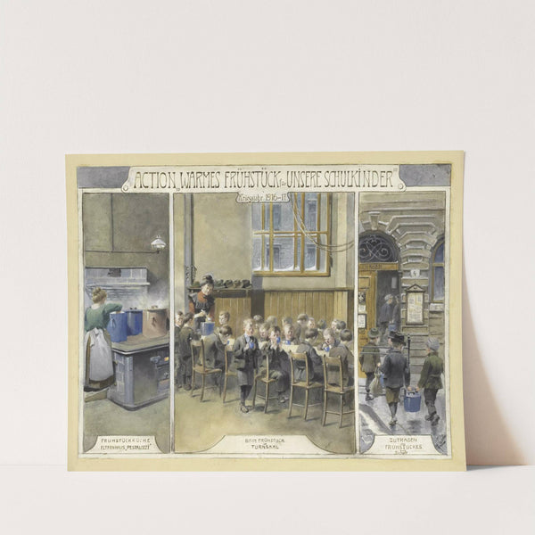 Action warmes Frühstück für Unsere Schulkinder, Kriegsjahr 1916-17 (1917) by Moritz Ledeli