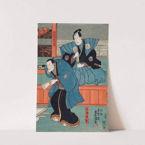 Actors Bandō Sajūrō I as Mumata Junsai, Bandō Takesaburō I as Oguri Sōtan by Utagawa Kunisada (Toyokuni III)