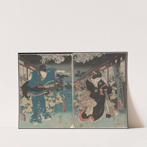 Actors in the Roles of Ohatsu and Iwafuji by Utagawa Kunisada (Toyokuni III)