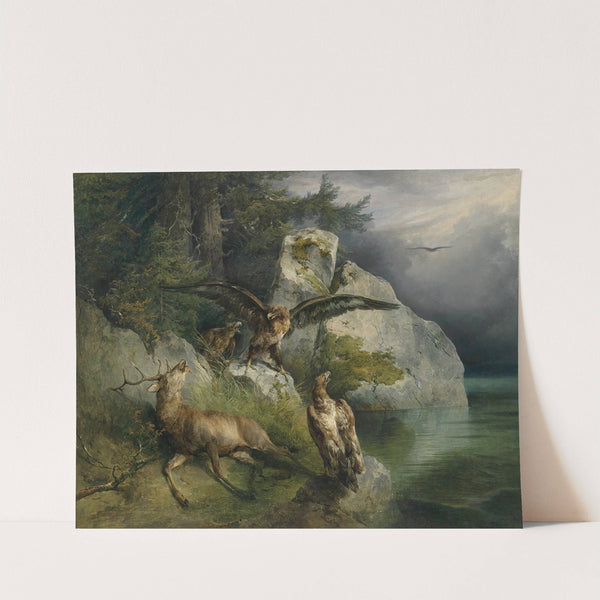 Adler und sterbender Hirsch (1836) by Friedrich August Matthias Gauermann