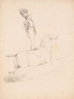 Adolphe Franconi standing on a saddle on the back of a horse (1820-1827)