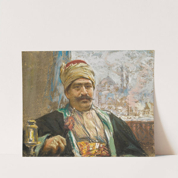 Adolphe Thalasso, the Yeni Mosque beyond by Fausto Zonaro