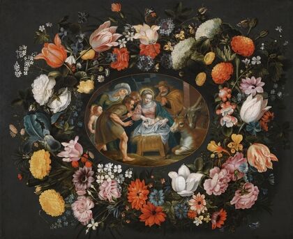 Adoration Of The Shepherds Surrounded By A Garland Of Flowers — size preview