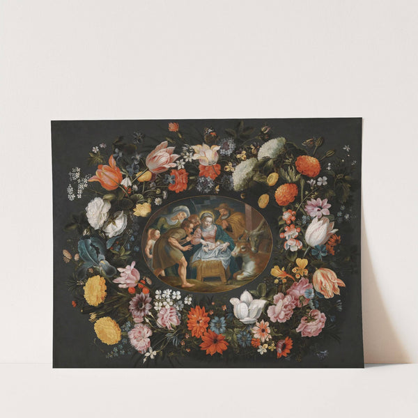 Adoration Of The Shepherds Surrounded By A Garland Of Flowers by Andries Snellinck