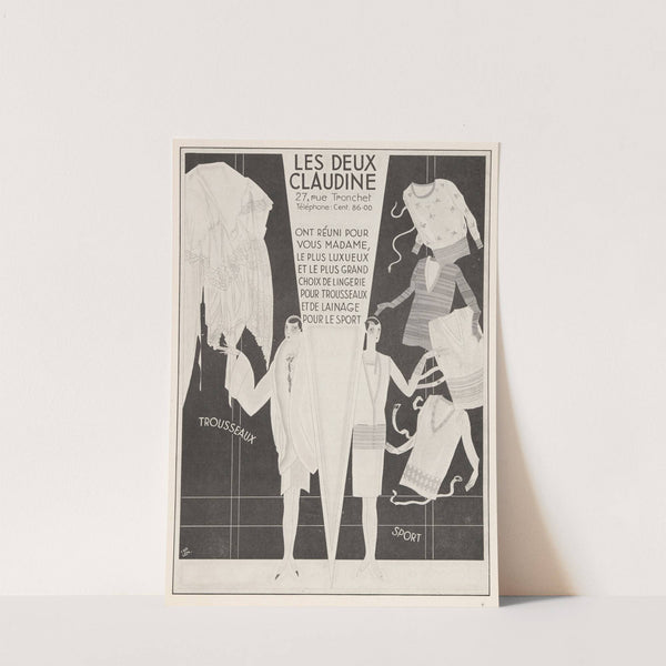 Advertentie van 'Les deux Claudines' voor luxe lingerie en sport ondergoed by Martin