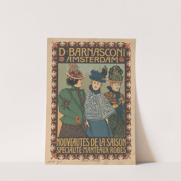 Advertisement of clothing store D. Barnasconi in Amsterdam by Johann Georg van Caspel