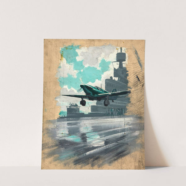 Aeroplane taking off from aircraft carrier by Anonymous