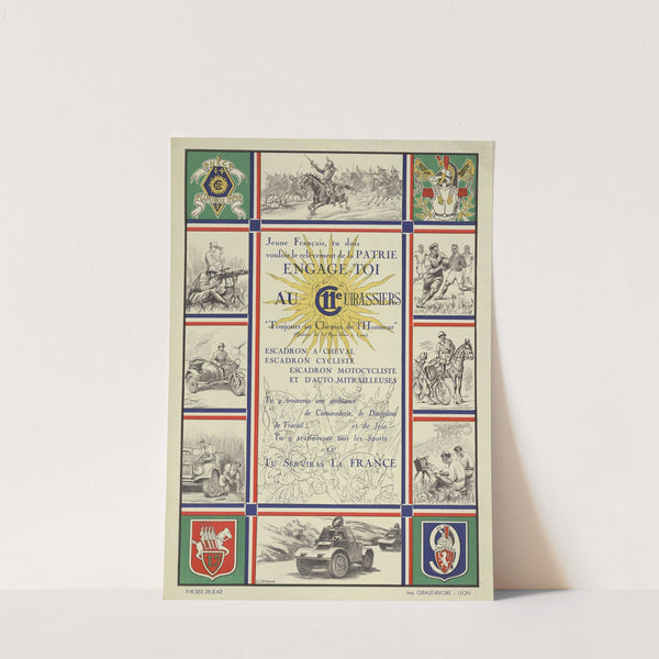 Affiche de recrutement de l’Armée de Vichy – 11e cuirassiers (1940-1942) by Imp. Giraud-Rivore