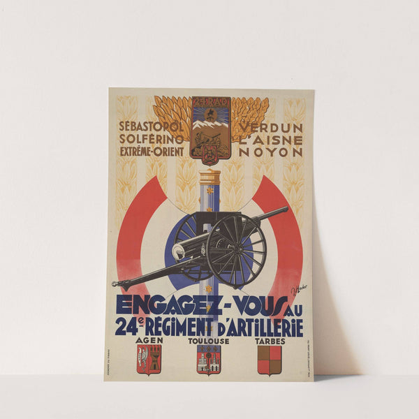Affiche De Recrutement De L’armée De Vichy – 24e Régiment D’artillerie (1940-1942) by Imp. Mont-Louis