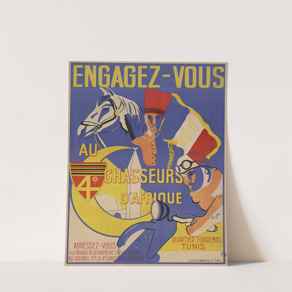 Affiche De Recrutement De L’armée De Vichy – 4e Chasseurs D’afrique (1940-1942) by Lith. CH. Weber & Cie