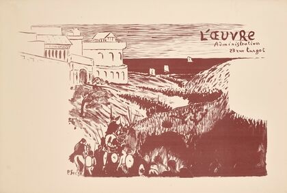 Affiche pour la pièce Hérakléa de Auguste Villeroy au Théâtre de l’Œuvre dans la revue ‘Revue encyclopédique Larousse’