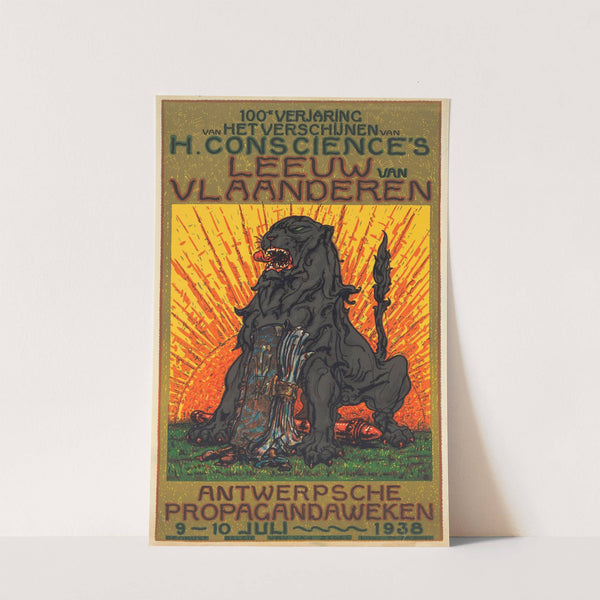 Affiche ter gelegenheid van het honderdjarig jubilieum van de publicatie van De Leeuw van Vlaanderen door Henri Conscience (1938) by Alfred Ost