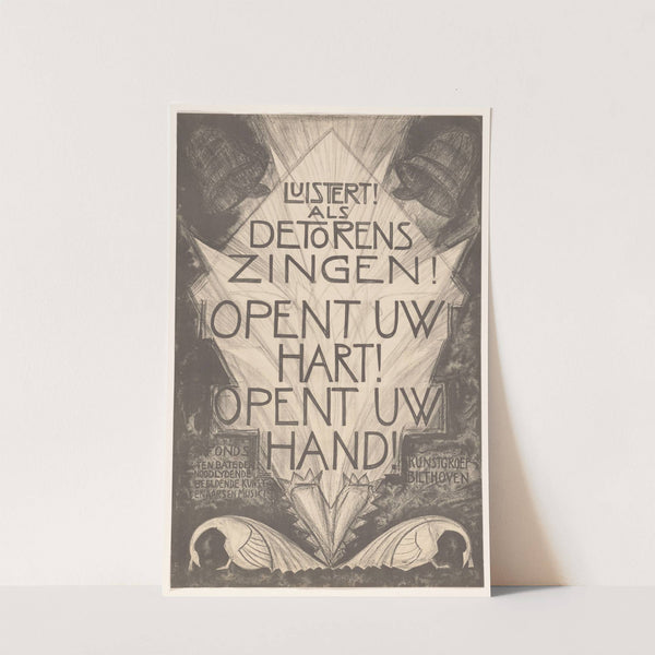 Affiche voor noodlijdende kunstenaars en musici by Leo Visser