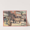 African American man with cow, people and horses in background (1891) by Strobridge & Co. Lith