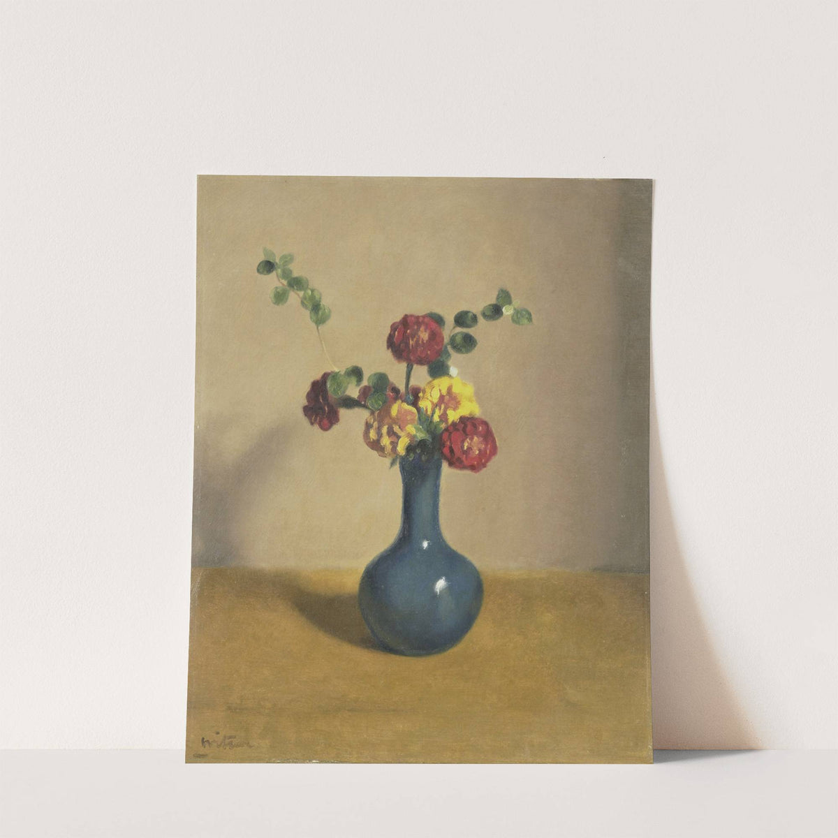 Afrikaantjes in een blauw vaasje by Willem Witsen