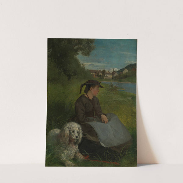 Agathe with white dog (1869) by Hans Thoma