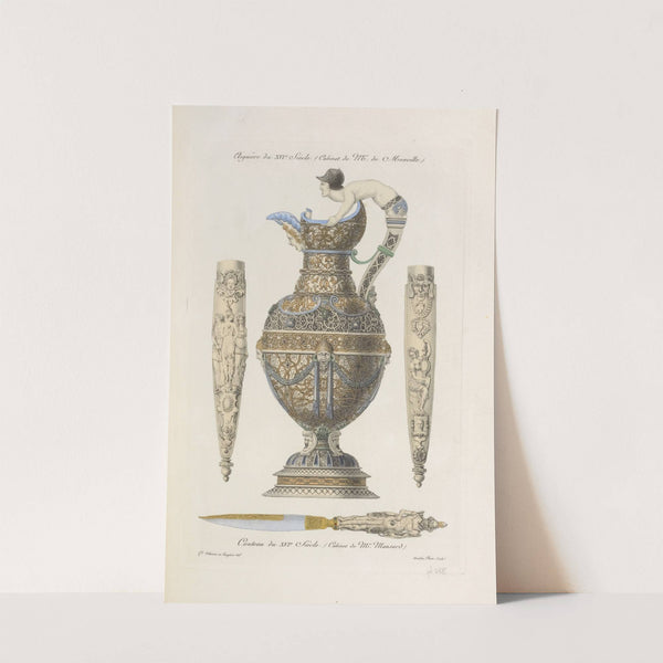 Aiguière du XVIe. siècle. (Cabinet de Mr. de Monville.) Couteau du XVIe. siècle. (Cabinet de Mr. Mansard.) by Nicolas Xavier Willemin
