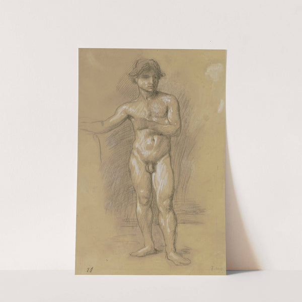 Akt eines jungen stehenden Mannes by Hans Von Marées