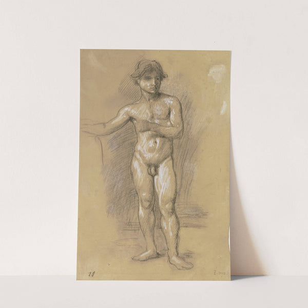 Akt eines jungen stehenden Mannes by Hans Von Marées