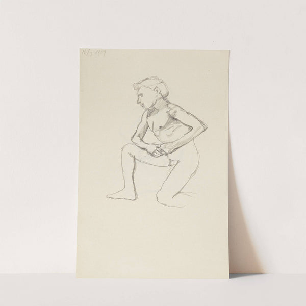 akt mężczyzny klęczącego na jednym kolanie (1909) by Adolf Sternschuss