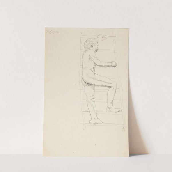 akt mężczyzny wchodzącego po drabinie (1909) by Adolf Sternschuss