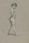 Akt nach einem kleinem Mädchen, in ganzer Figur nach rechts