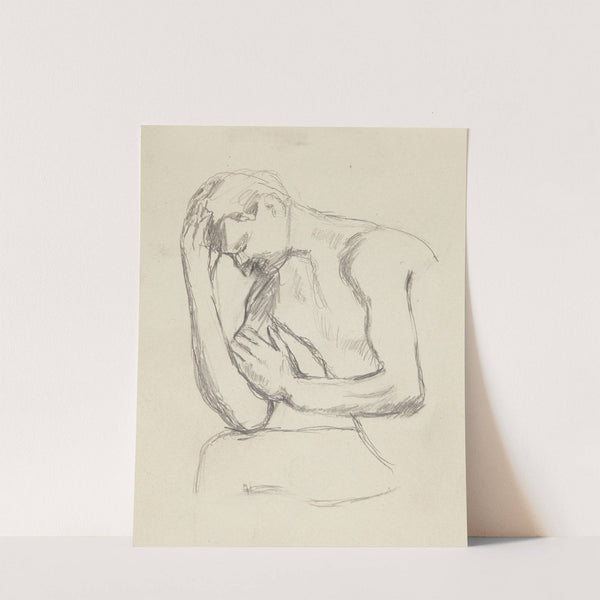 akt pochylonego mężczyzny podpierającego ręką głowę (1908) by Adolf Sternschuss