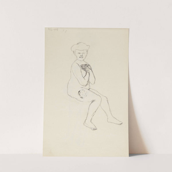 akt siedzącej kobiety zasłaniającej skrzyżowanymi dłońmi biust (1908) by Adolf Sternschuss