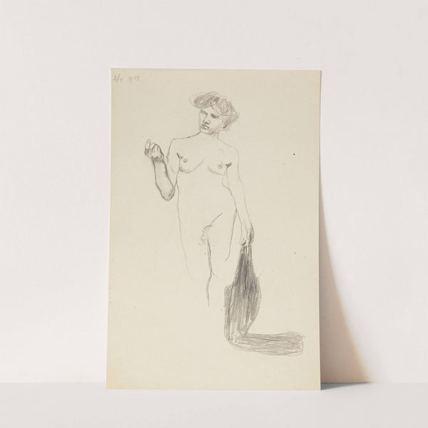 akt stojącej kobiety trzymającej draperię (1908) by Adolf Sternschuss