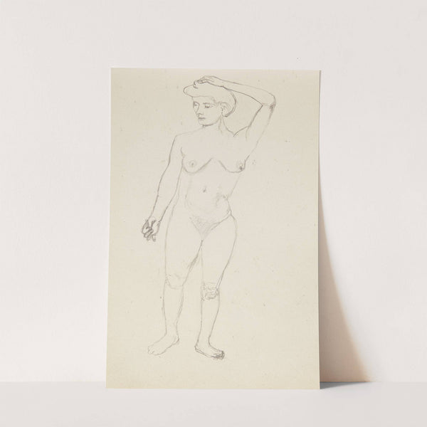 akt stojącej kobiety trzymającej rękę na głowie (1908) by Adolf Sternschuss