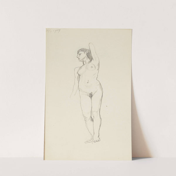 akt stojącej kobiety trzymającej rękę za głową (1909) by Adolf Sternschuss