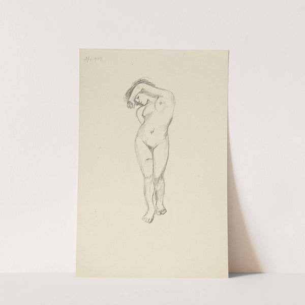 akt stojącej kobiety zasłaniającej ręką czoło (1908) by Adolf Sternschuss