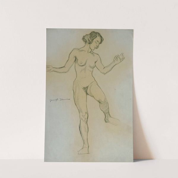 Aktstudie in Tanzpose Vorderansicht by Josef Wawra