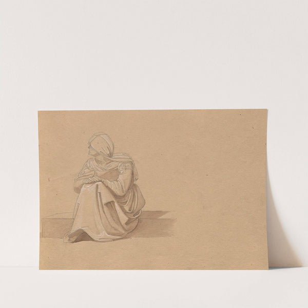 Album with Views of Rome and Surroundings, Landscape Studies, page 19a: Seated Female Figure by Franz Johann Heinrich Nadorp