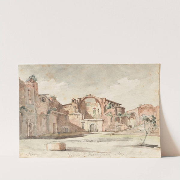 Album with Views of Rome and Surroundings, Landscape Studies, page 22a: "Terme di Diocleziano, Rome" by Franz Johann Heinrich Nadorp
