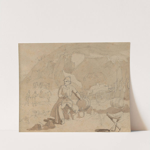 Album with Views of Rome and Surroundings, Landscape Studies, page 39a: Figure in a Landscape by Franz Johann Heinrich Nadorp