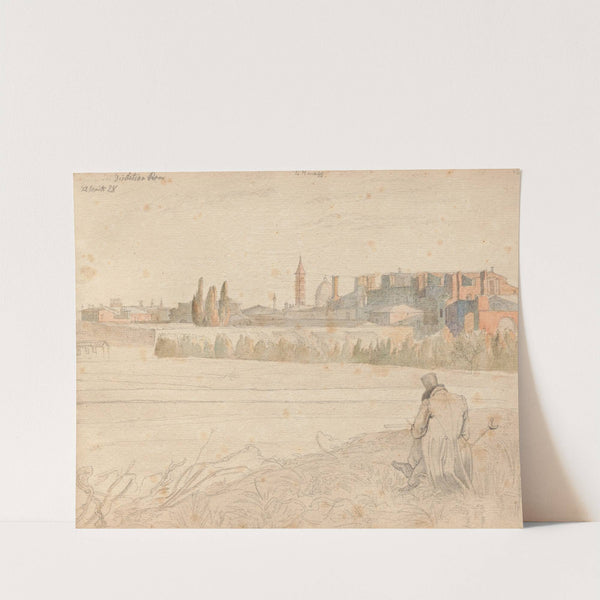Album with Views of Rome and Surroundings, Landscape Studies, page 48a: Roman Panoramic View by Franz Johann Heinrich Nadorp