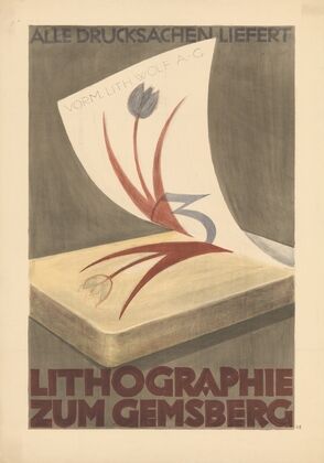Alle Drucksachen liefert – Lithographie zum Gemsberg (circa 1925)
