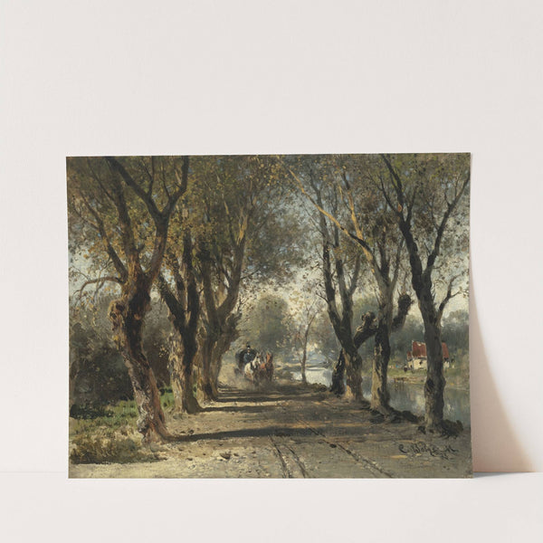 Allee am Fluß mit Postkutsche (1883) by Carl Bolze