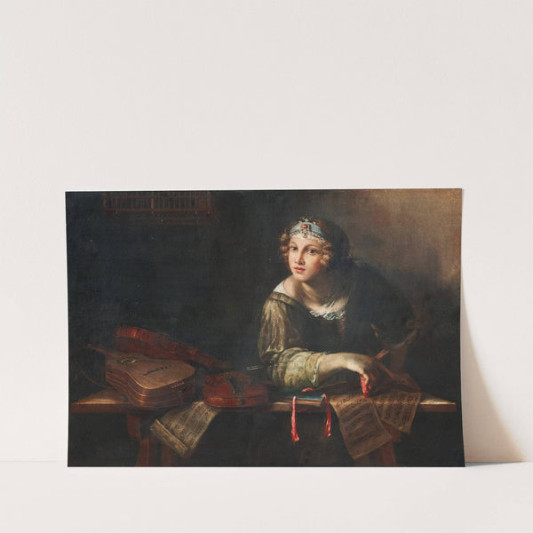 Allegorical Figure with musical instruments and sheets of music by Girolamo Scaglia