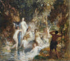 Allegorical figures in a stream