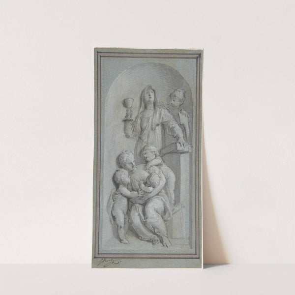 Allegorical Figures of Faith, Hope and Charity in a Niche by Jacob de Wit