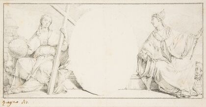 Allegorical Figures of Religion and Venice Flanking an Empty Cartouche