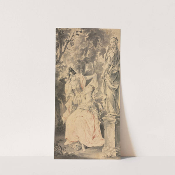 Allegorical Scene: Couple before a Statue by F. Müller