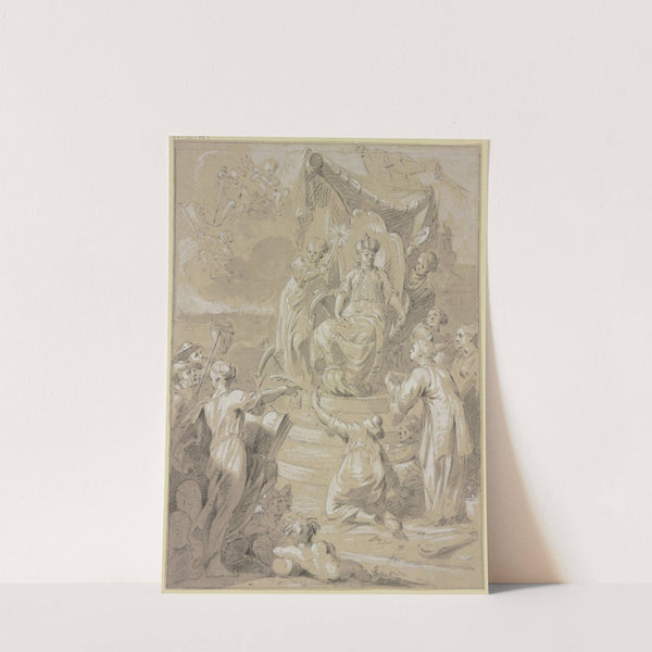 Allegorie auf das Königreich Holland; Hollandia auf dem Thron, umgeben von vielen allegorischen Figuren, die überseeischen Kolonien bringen ihre Schätze by Cornelis Ploos van Amstel