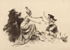 Allégorie féminine guerrière piétinant des armes allemandes et accueillant de jeunes enfants (1914-1918)