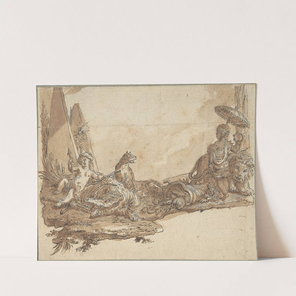 Allegories of Africa and America by Claude Louis Desrais